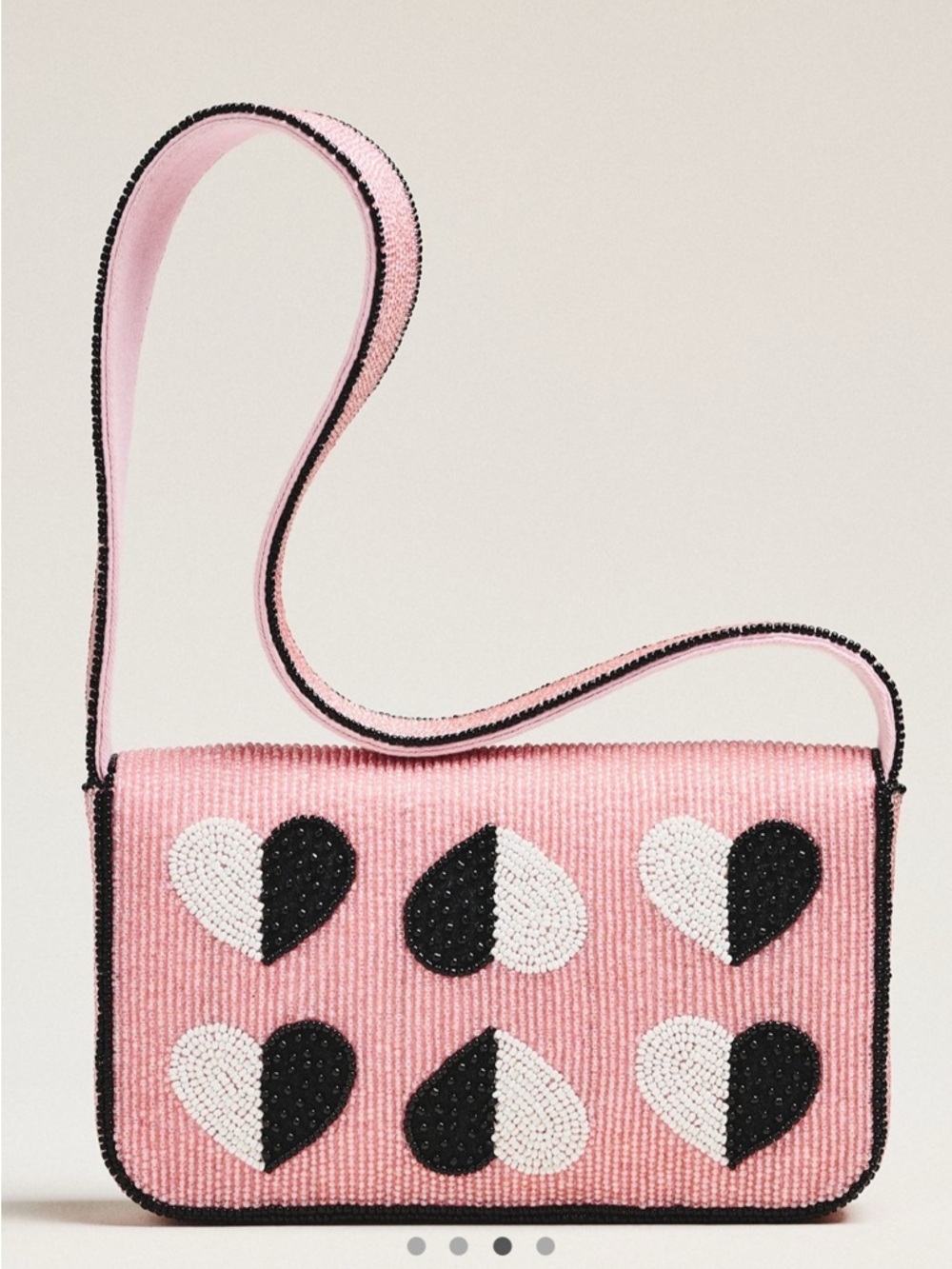 NWT Anthropologie Fiona Pink Beaded Heart Shoulder Bag Statement Purse - Picture 4 of 4